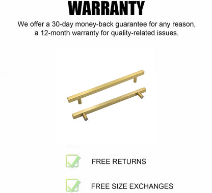 Brushed Brass Modern Cabinet Hardware Handle Pull - 3-1/2" Inch (90mm) Hole Centers