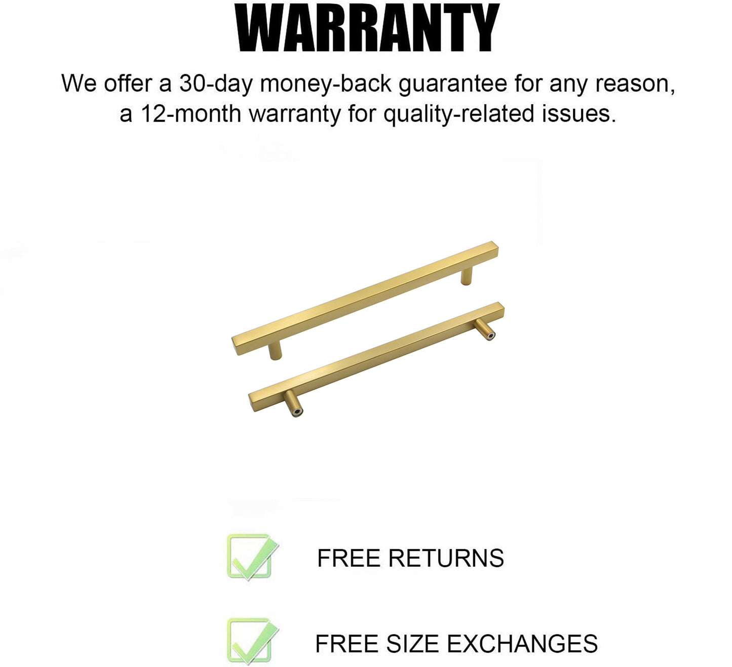 Brushed Brass Stainless Steel Kitchen Drawer Pulls Cabinet Handles 5" Length (3" Hole Center)