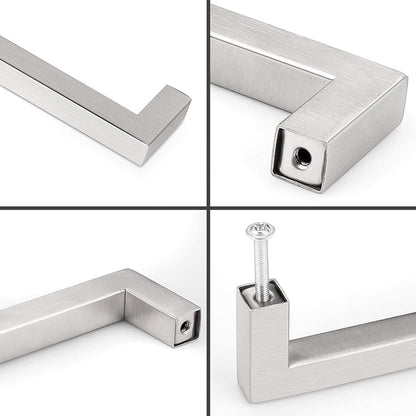 18 Inch(Center To Center) Modern Square Cabinet Handles (458mm，Brushed Nickel)