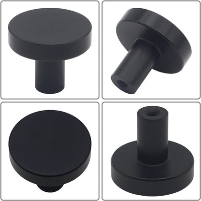 1-1/4 Inch Matte Black Kitchen Cabinet Knobs，Solid Dresser Knobs Drawer Knobs for Cupboard Drawer Pulls