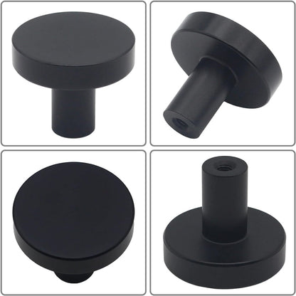 20 Pack 1-1/4 Inch Matte Black Kitchen Cabinet Knobs，Solid Dresser Knobs Drawer Knobs for Cupboard Drawer Pulls