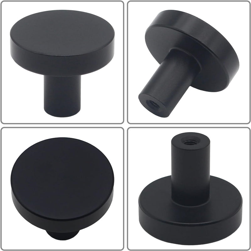 50 Pack 1-1/4 Inch Matte Black Kitchen Cabinet Knobs，Solid Dresser Knobs Drawer Knobs for Cupboard Drawer Pulls
