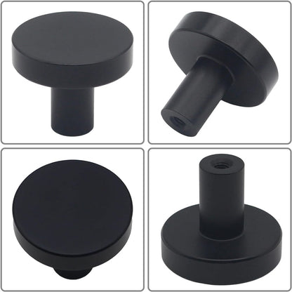 10 Pack 1-1/4 Inch Matte Black Kitchen Cabinet Knobs，Solid Dresser Knobs Drawer Knobs for Cupboard Drawer Pulls