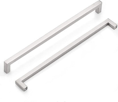 18 Inch(Center To Center) Modern Square Cabinet Handles (458mm，Brushed Nickel)