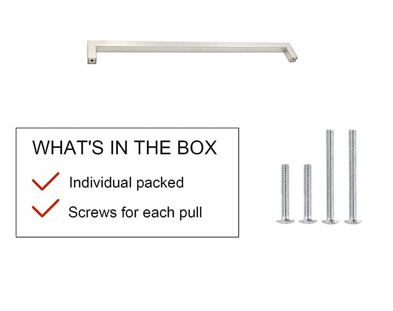 18 Inch(Center To Center) Modern Square Cabinet Handles (458mm，Brushed Nickel)