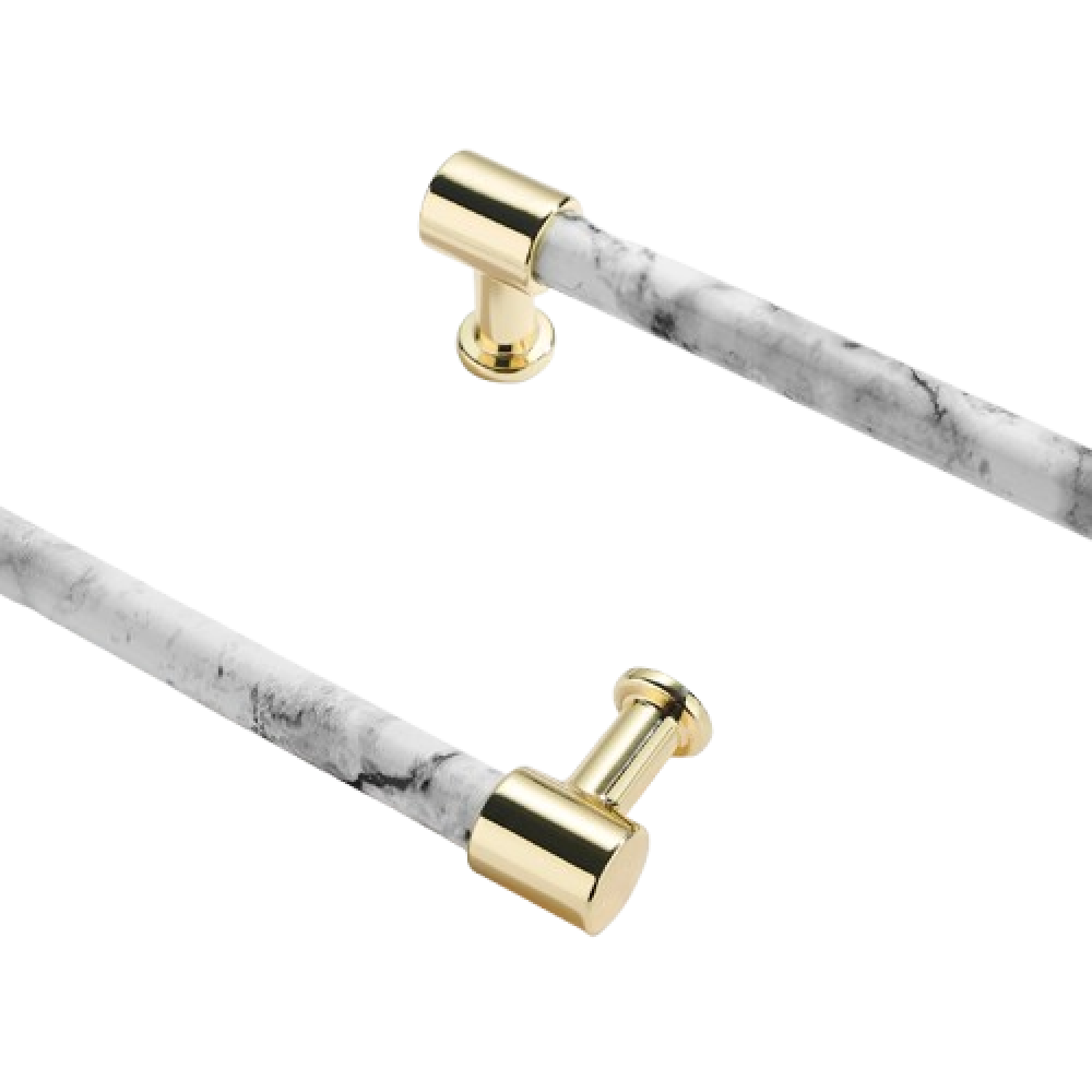 Modern Marble Finish Drawer Pulls，Knobs & Handles，White Marble Pattern Print - Marble Finish Series - Hole Centers(Knob，3.75"，5"，7.5")