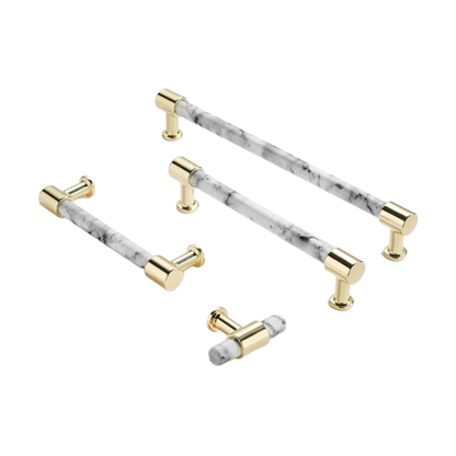 Modern Marble Finish Drawer Pulls，Knobs & Handles，White Marble Pattern Print - Marble Finish Series - Hole Centers(Knob，3.75"，5"，7.5")