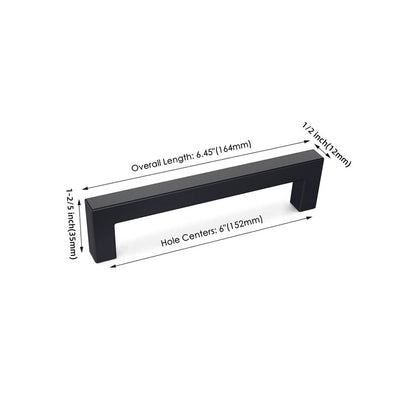 10 Pack 6 Inch(152mm) Hole Centers Matte Black Square Cabinet Door Handles