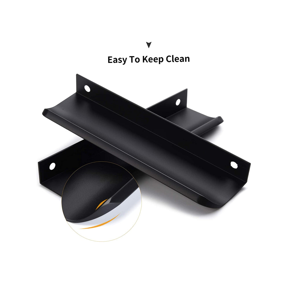 Modern Finger Edge Pulls Tab Pulls，Aluminum Alloy Hidden Pulls Kitchen Cupboard Furniture Hardware - (Black，CC: 128mm)