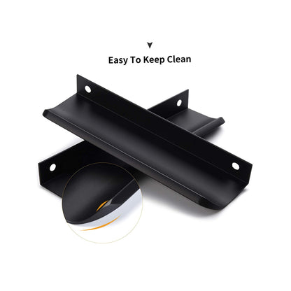 Modern Finger Edge Pulls Tab Pulls，Aluminum Alloy Hidden Pulls Kitchen Cupboard Furniture Hardware - (Black，CC: 128mm)