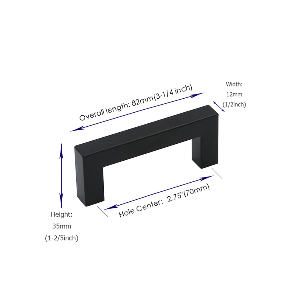 10 Pack 2.75 Inch Center to Center Matte Black Cabinet Handles Stainless Steel Drawer Pulls