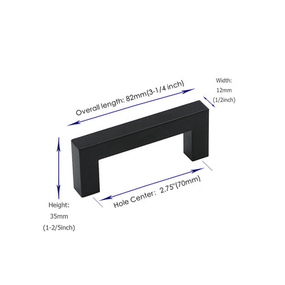 10 Pack 2.75 Inch Center to Center Matte Black Cabinet Handles Stainless Steel Drawer Pulls