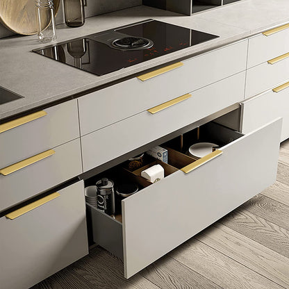 Modern Finger Edge Pulls Tab Pull 150mm/5.91" Length Finger Drawer Pulls (Brushed Brass)