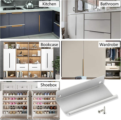 20 Pack Brushed Nickel Edge Finger Pulls，5"(128mm) Center to Center Drawer Pulls，Aluminum Alloy Cabinet Handles for Cabinets Concealed Pulls