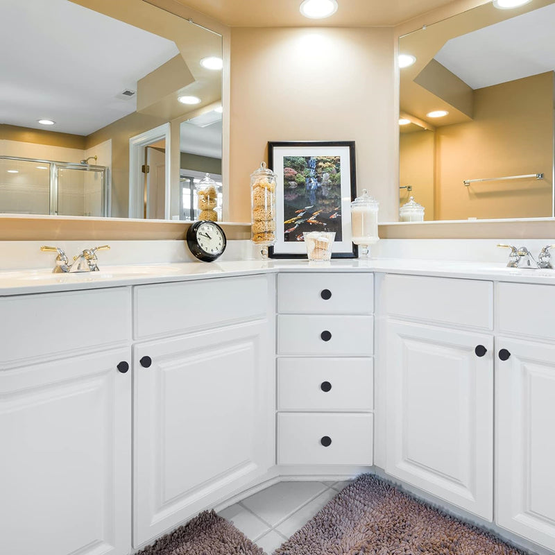 100 Pack 1-1/4 Inch Matte Black Kitchen Cabinet Knobs，Solid Dresser Knobs Drawer Knobs for Cupboard Drawer Handles