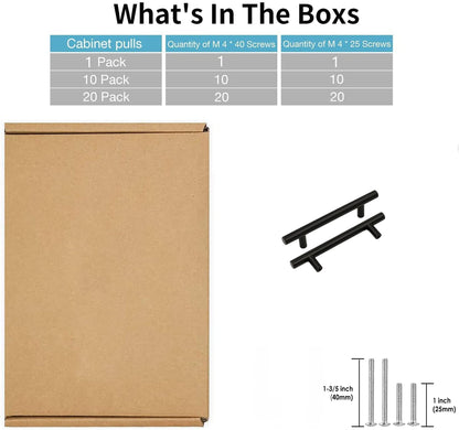 Matte Black Stainless Steel Kitchen Drawer Pulls - T Bar Handles - Hole Centers(Knob,2.5",3",3.25,3.5,3.75,4",4.5,5",6.25",7.5",8.8",10")