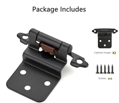 1 Pairs 3/8" Inset Matte Black Cabinet Hinge，Offset Self Closing Black Cabinet Hinges(1 Pairs - 2 Pcs)