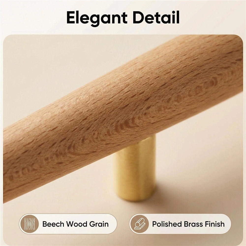 Wood Drawer Pulls，3.75"(96mm) Hole Center Drawer Pulls，Wooden Handles for Dresser Drawers，Kitchen，Wardrobe