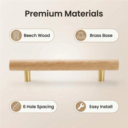 Wood Drawer Pulls，3.75"(96mm) Hole Center Drawer Pulls，Wooden Handles for Dresser Drawers，Kitchen，Wardrobe