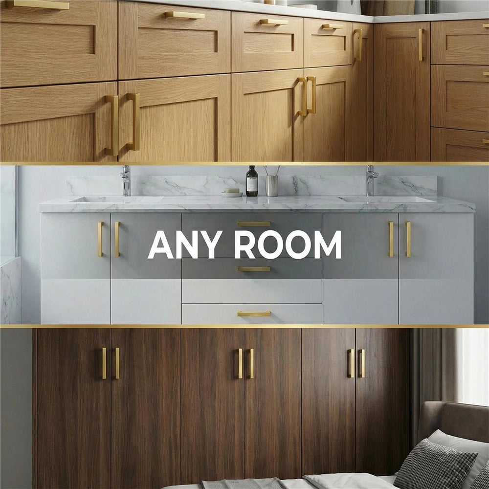 6 INCH(Center To Center) BRUSHED BRASS CABINET PULLS (Hole Center：6"(152mm))