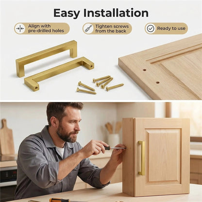 6 INCH(Center To Center) BRUSHED BRASS CABINET PULLS (Hole Center：6"(152mm))