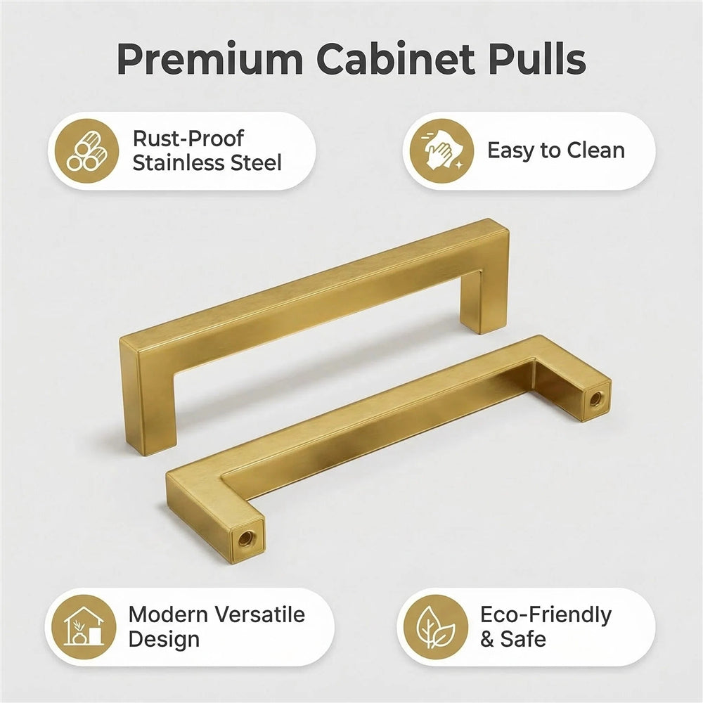 6 INCH(Center To Center) BRUSHED BRASS CABINET PULLS (Hole Center：6"(152mm))