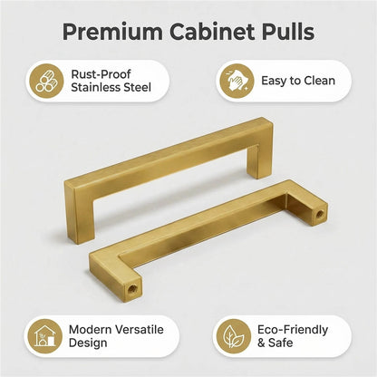 6 INCH(Center To Center) BRUSHED BRASS CABINET PULLS (Hole Center：6"(152mm))