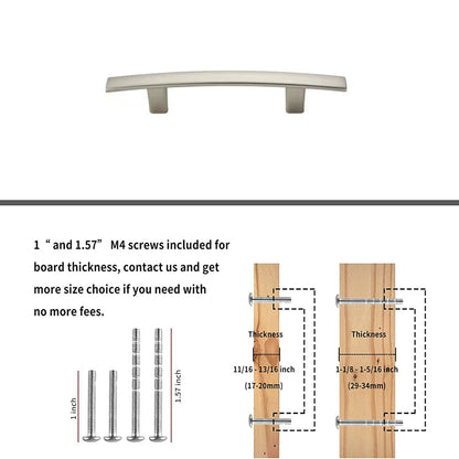 Curved Arch Cabinet Pulls，Zinc Handle Bar 3.75 Inch (96mm Hole Centers，Brushed Nickel)