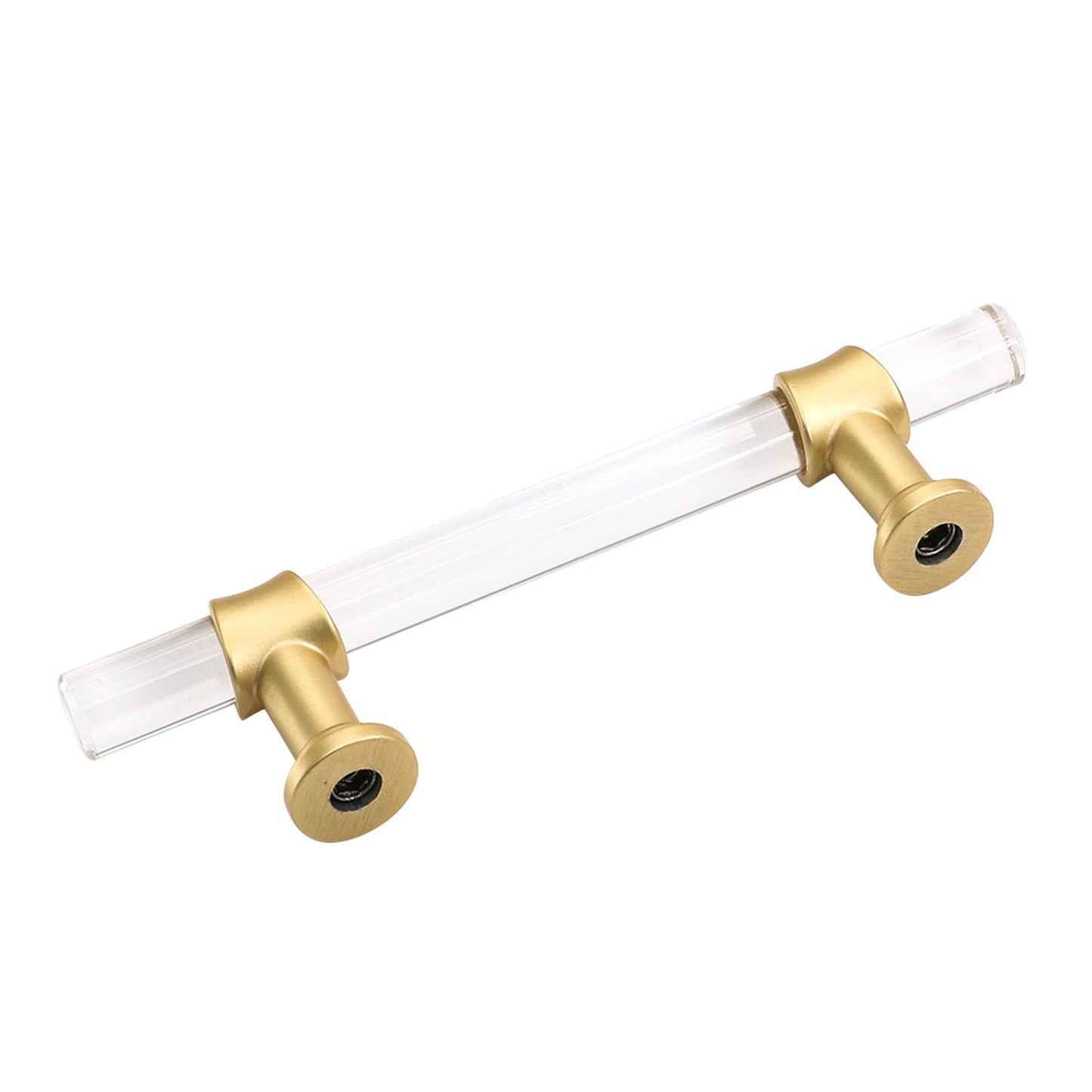 Brushed Brass Cabinet Pulls Dresser Drawer Pulls - Acrylic Round Bar Series - Hole Centers(3 Inch，76mm)
