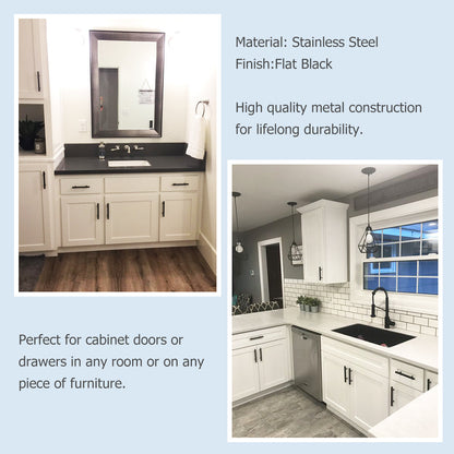 10 Pack 4.25"(108mm) Center to Center Matte Black Cabinet Pulls Stainless Steel Drawer Pulls