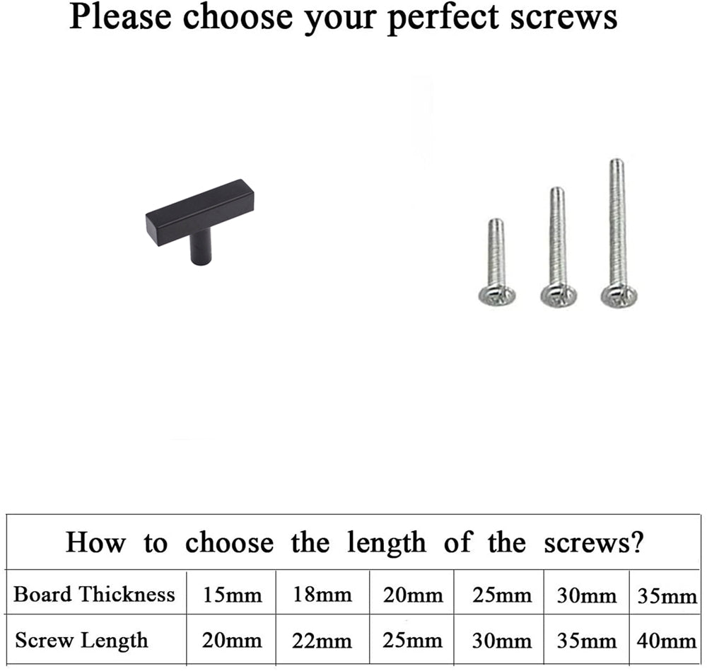 Matte Black Cabinet Knobs Furniture Hardware Drawer Pulls - Stainless Steel Cabinet Handles - Hole Centers(Knob，2.5"，3")