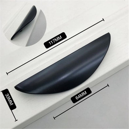 Flat Back Mount Finger Edge Pulls，Black Half Moon Zinc Alloy Concealed Handle for Home Kitchen Door Drawer Cabinet