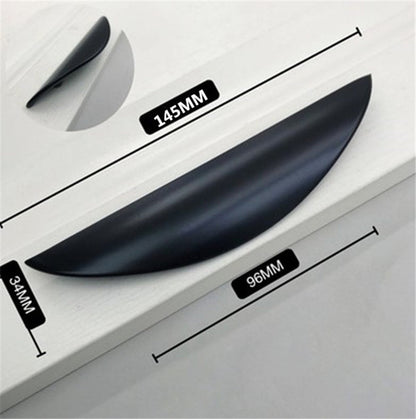 Flat Back Mount Finger Edge Pulls，Black Half Moon Zinc Alloy Concealed Handle for Home Kitchen Door Drawer Cabinet