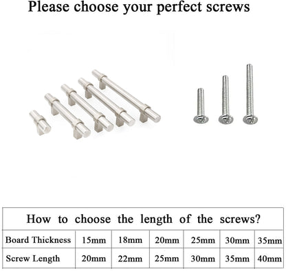 Brushed Nickel Single Hole Cabinet Knobs，Stainless Steel T Bar Cabinet Handles，Modern Drawer Pulls，2 inch Length(50mm)