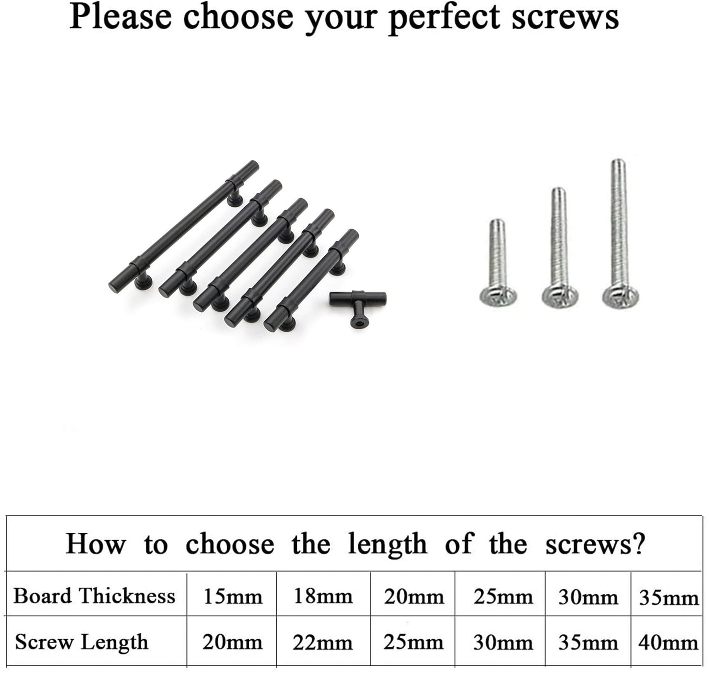 3in Kitchen Cabinet Handles Black Drawer Pulls - Matte Black T Bar Handle Pull - 3" (76mm) Hole Centers, 5" Overall Length