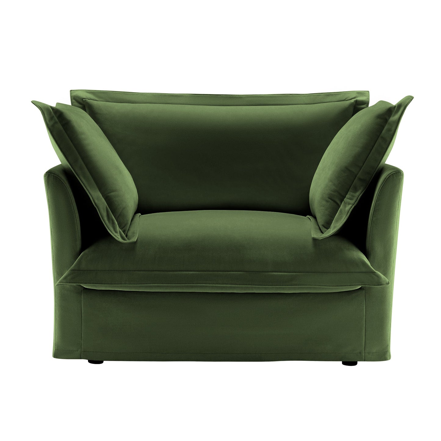 Single Deep Seat Comfy Single Couch Sofa Multiple Large Soft Pillows (Chenille Fabric, Green)