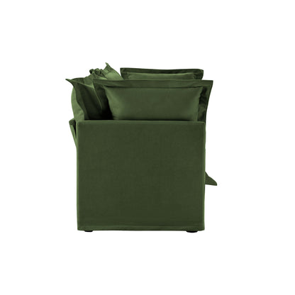 Modern Slipcovered 2-Seat Sofa Couches for Living Room, 2 Seater Sofa, Plain Chenille Deep Seat Sofawith Upholstered Cushion&Detachable Cover (Chenille Fabric，Green)