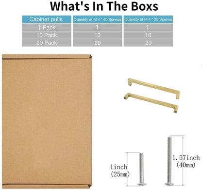3.75in Cabinet Handles Drawer Pulls,Brushed Brass Cabinet Pulls Gold Drawer Pulls(96mm, Hole Centers)