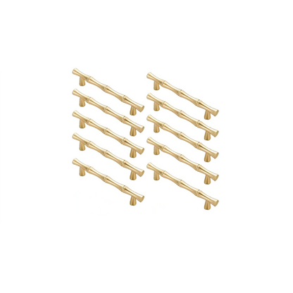 Bamboo Shape Solid Zinc Alloy Cabinet Knobs Handle Pulls - Bamboo Shape Series - Hole Centers(T-Bar Knob，96mm，128mm)