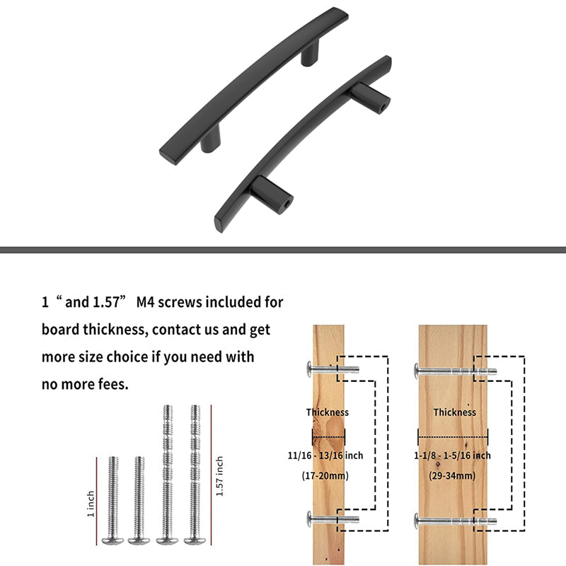 3.75 inch(Center to Center) Matte Black Kitchen Drawer Pulls Arch Cabinet Handles