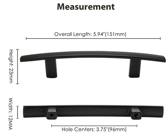 3.75 inch(Center to Center) Matte Black Kitchen Drawer Pulls Arch Cabinet Handles