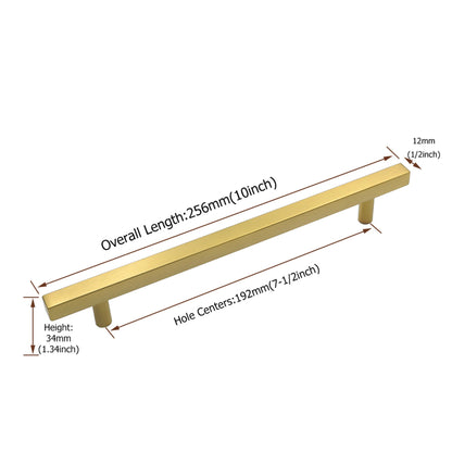 Brushed Brass Cabinet Pulls Gold Cabinet Pulls - 7-1/2" Inch (192mm) Hole Centers