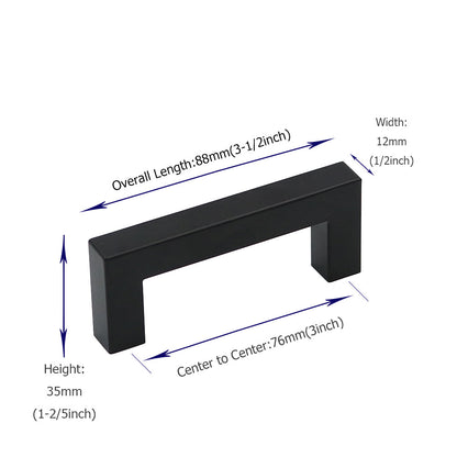 10 Pack 3 Inch(Center to Center) Matte Black Cabinet Pulls Stainless Steel Drawer Pulls