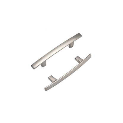Curved Arch Cabinet Pulls，Zinc Handle Bar 3.75 Inch (96mm Hole Centers，Brushed Nickel)