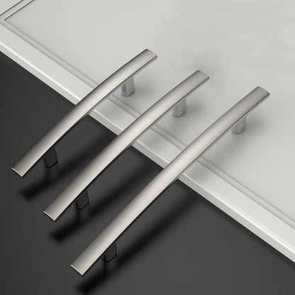 Curved Arch Cabinet Pulls，Zinc Handle Bar 3.75 Inch (96mm Hole Centers，Brushed Nickel)