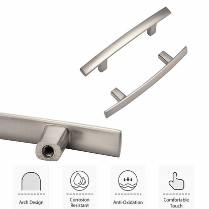 Curved Arch Cabinet Pulls，Zinc Handle Bar 3.75 Inch (96mm Hole Centers，Brushed Nickel)