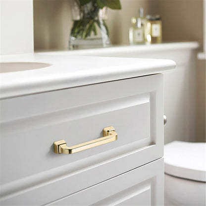 Brushed Cabinet Pulls Gold Drawer Pulls，Zinc Alloy Drawer Pull Handle For Dresser Drawers Bathroom Cabinet Hardware(Swiss Gold)