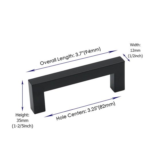50 Pack 3.25 Inch(Center To Center) Matte Black Cabinet Pulls (3.25", Customized Size)