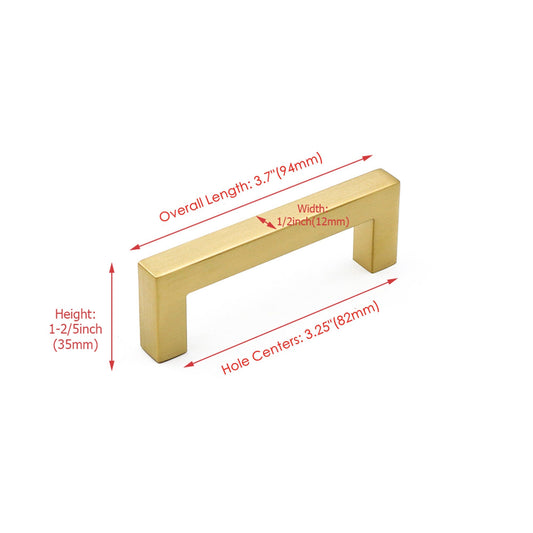 3.25 Inch(Center To Center) Brushed Brass Cabinet Pulls(3.25", Customized Size)
