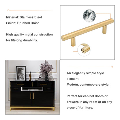 25 Pack 3.25 Inch(Center To Center) Brushed Brass Cabinet Pulls (3.25"，Customized Size)
